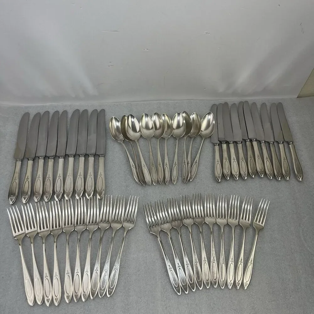 49 Pcs Oneida Community Plate ADAM 1917 Silverplate Service For 9+ Monogramed